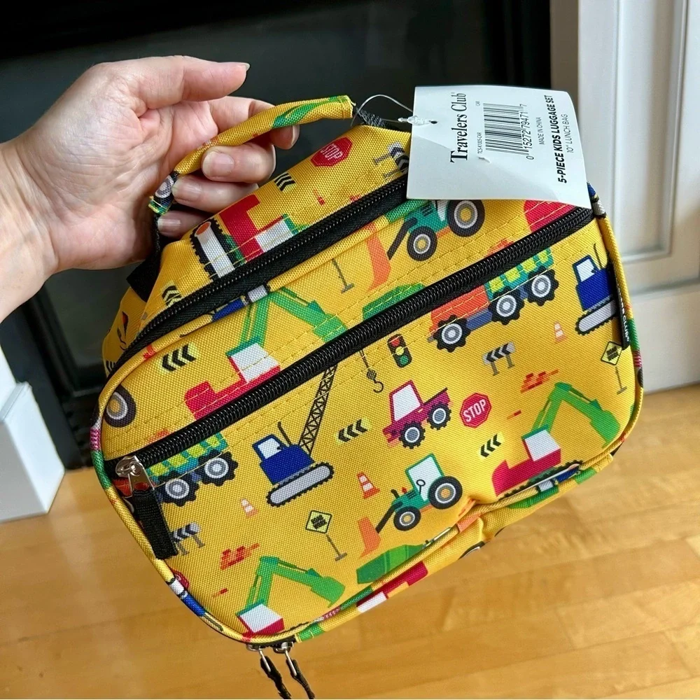 Travelers Club TRUCKS Insulated Lunch Cooler Bag, Yellow, 10 inches
